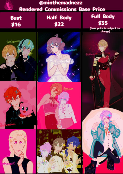 RENDERED Art Commission Prices